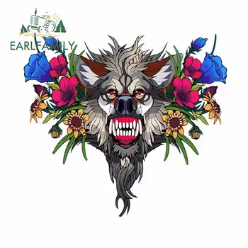 

EARLFAMILY 13cm x 11.9cm for Flower Wildlife Tooth Anime Cartoon Graphics Windows Car Stickers Waterproof Decal Car Assessoires