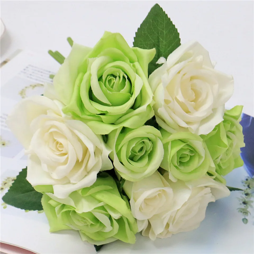 Свадебные букеты с 9 розами для невесты, украшения для дома и гостиной, Свадебный обеденный стол, декор для стола, подарки на день Святого Валентина