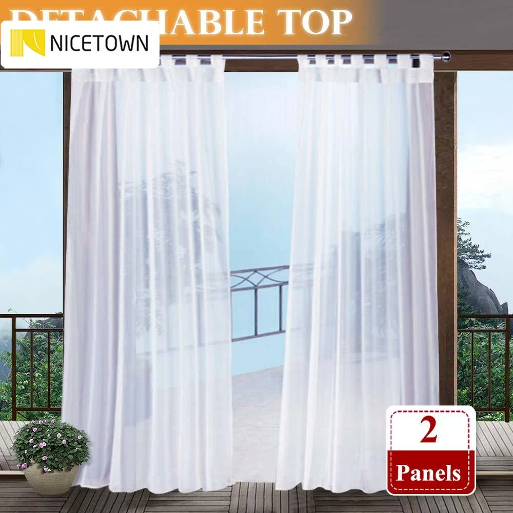 NICETOWN Cortina de exterior para patio, remate adhesivo desmontable para fácilmente, para exterior, blanco puro con una cuerda|Cortinas| AliExpress