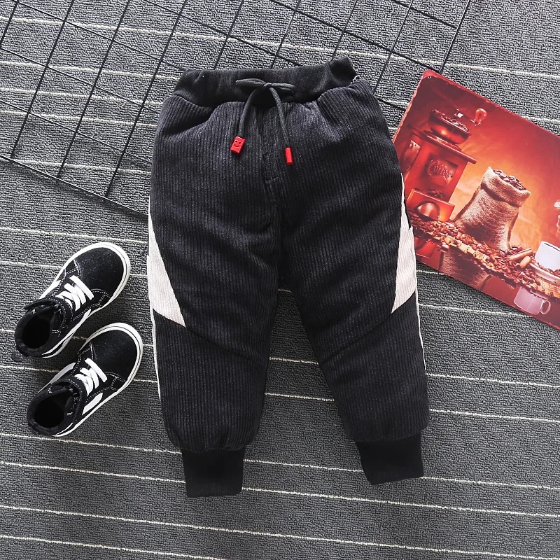 Зимние штаны для малышей; Спортивные Повседневные вельветовые брюки для маленьких мальчиков; утепленные бархатные теплые штаны для новорожденных; Детские хлопковые брюки - Цвет: Black