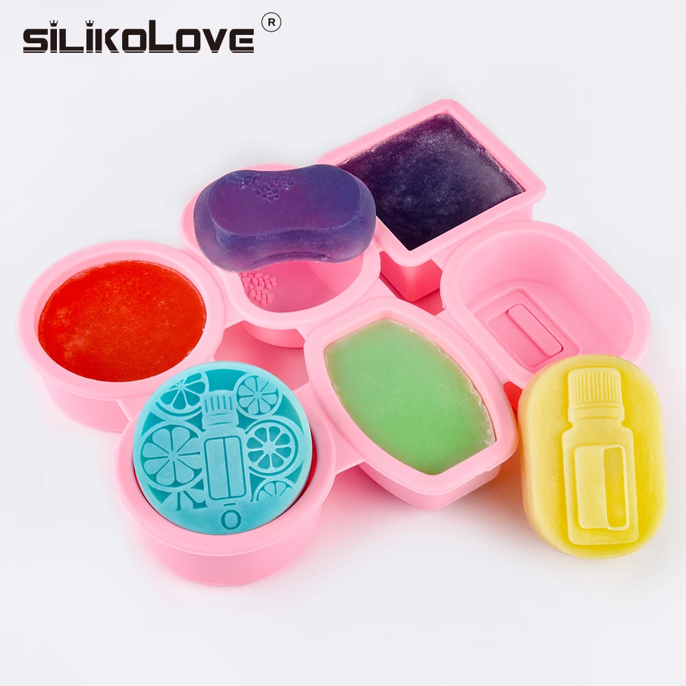 

6 Patterns Silicone Soap Mold Round Oval Square for DIY Soap Making 3D Soap Form Craft Handmade