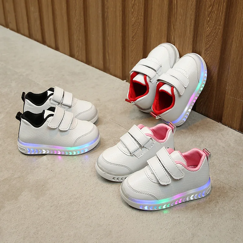 

Spring Baby Children's Sports Light Shoes Boys Girls LED Luminous Shoes Colorful Lights Shoes White Shoes Kids Shoes for Girl