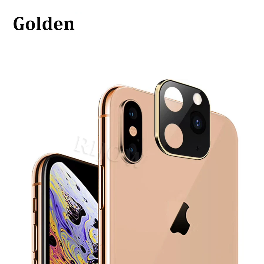 Новейший объектив камеры для iPhone XS MAX glass X UPGRADE 11 Pro металлический объектив защитное кольцо протектор XR XS 8 7 Plus поддельная камера 11 - Цвет: gold to 11 pro