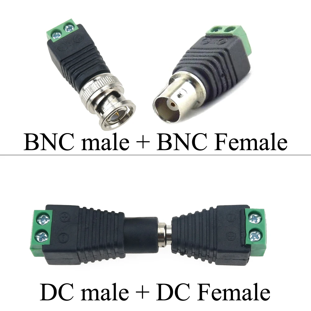 YuXi 12V DC Power Male Female Jack Adapter Plug Video Balun Converter BNC Connector for Led Strip Light Camera | Компьютеры и офис