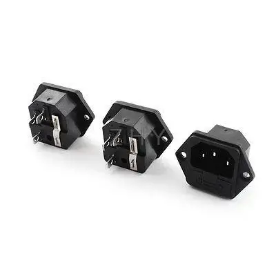 

3pcs AC 250V 10A 3 Terminal IEC320 C14 Male Power Sockets w Fuse Holder