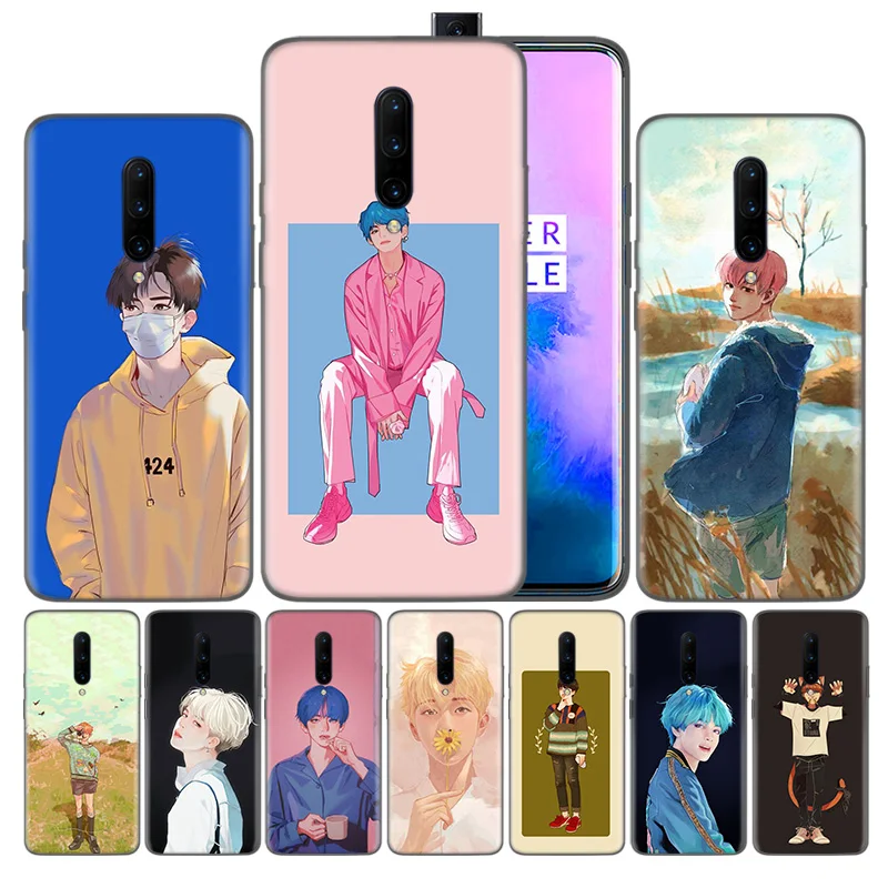 

Luxury Silicone Cell Phone Case For Oneplus 6 6T 7 7 Pro 5G TPU Black Soft Back Cover Protective JIMIN Famous Korea Kpop Boys Dr