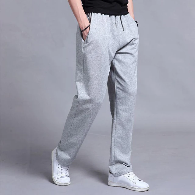 2021 Spring Autumn Joggers Men Jogging Sweatpants Sportswear Knit Tracksuit Sports Pants Trousers Oversize Wide Leg Clothing light gray