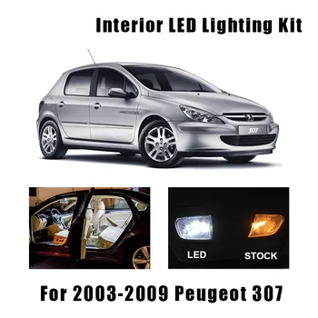 

10pcs White LED Interior Light Reading Dome Bulbs Kit Fit For 2003-2007 2008 2009 Peugeot 307 CC Cabriolet Cargo License Lamp