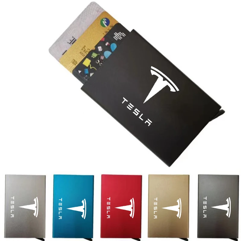 

RFID Anti-theft Smart Holder Thin ID Card Holder Automatically Solid Bank Credit Card For Tesla Model 3 Model X Model S Model Y