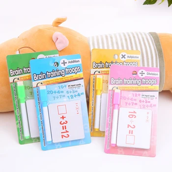 

Double Sided Math Arithmetic Paper Cards with Erasable Pens Kids Educational Toy