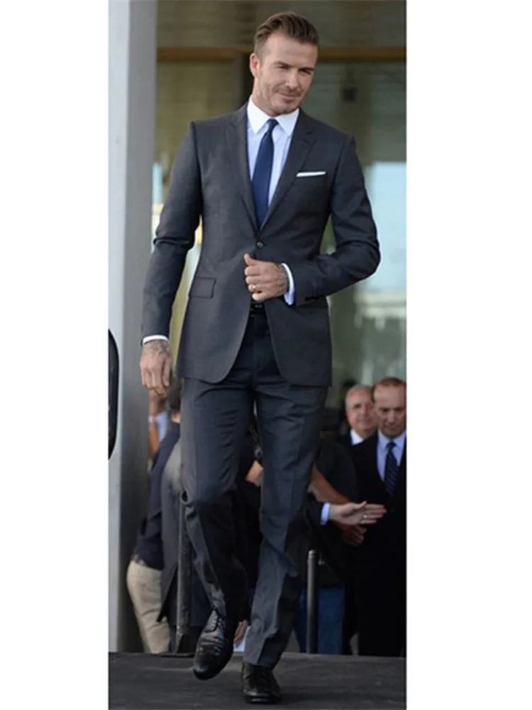 Мужской костюм Smolking Noivo Terno Slim Fit Easculino вечерние костюмы для мужчин серый Джентльмен Бизнес Жених блейзер(пиджак+ брюки