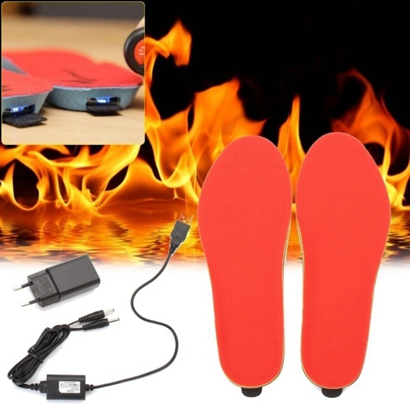 

LJL-Electric Heated Shoe Insoles Foot Warmer Heater Feet Battery Warm Socks Ski Boot