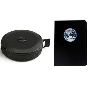 

1x Body Measuring Tape with Tape Measure (Retractable Double-Sided Black) & 1x Planet Diary A5 Notebook Journal-Earth