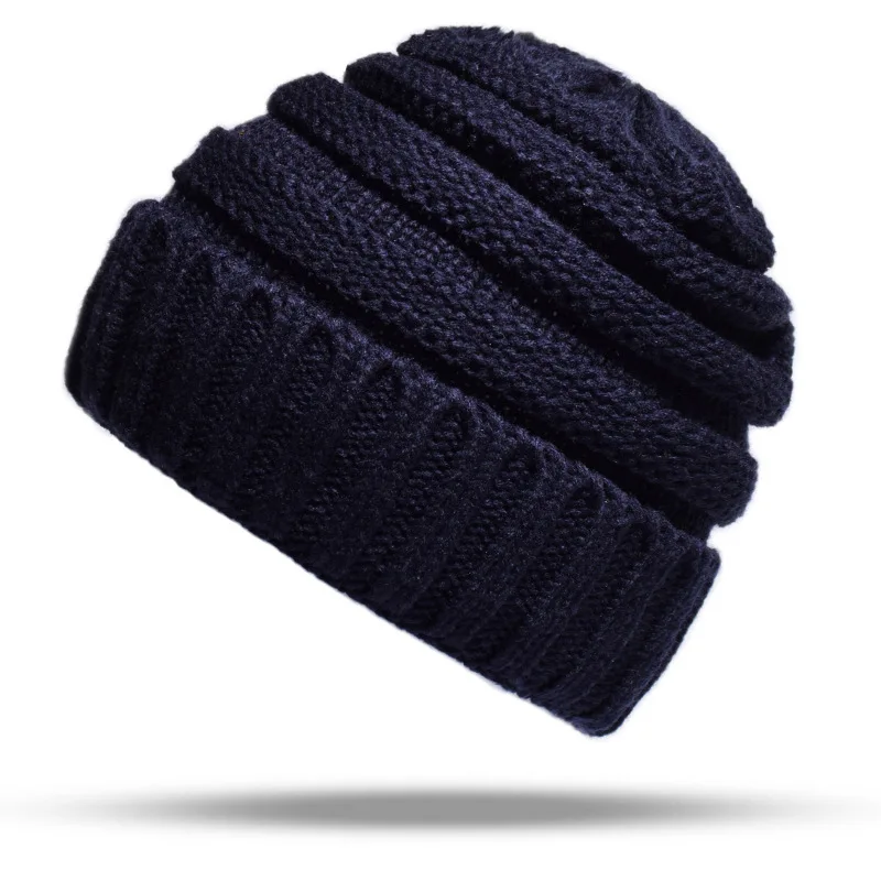 Черные однотонные брендовые зимние шапки для мужчин и женщин вязаные шапочки шапка Warm капот теплая Повседневная шапка мужские уличные чулки для лыжников шапки - Цвет: Navy