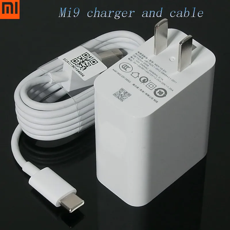 

100% Original xiaomi MI9 SE fast wall charger QC 3.0 27W fast charger adapter 100cm USB 3.1 data cable for MI 8 7 F1 mix 2 2S 3