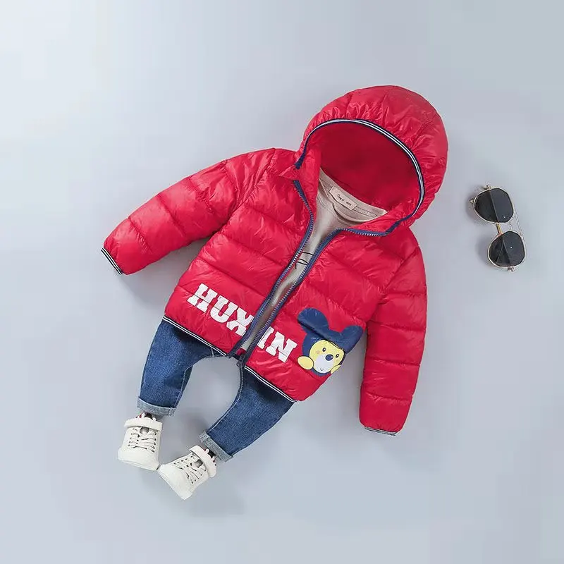 Детское пальто для мальчиков и девочек, зимние пуховики для детей, осенняя верхняя одежда с капюшоном, Одежда для новорожденных, детский зимний утепленный комбинезон - Цвет: BE--red