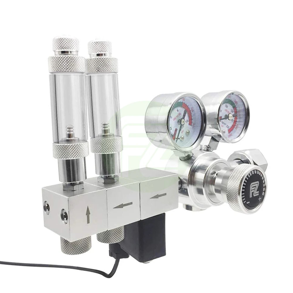 US $134.00 Fzone Aquarium Dual Stage CO2 Regulator Adjustable Output Pressure with DC Solenoid and Integrated High Precision Needle Valve