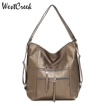 

WESTCREEK Brand 2 in 1 PU Leather Lady Shopper Tote Bag Women Casual Female Handbag Bags