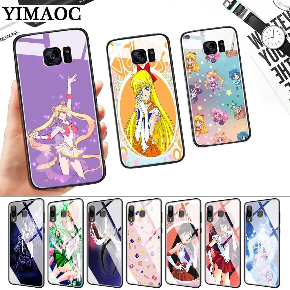 Сейлор Мун обои Стекло чехол для samsung S7 край S8 S9 S10 плюс S10E Note 8 9 10 A10 A30 A40 A50 A60 A70 |