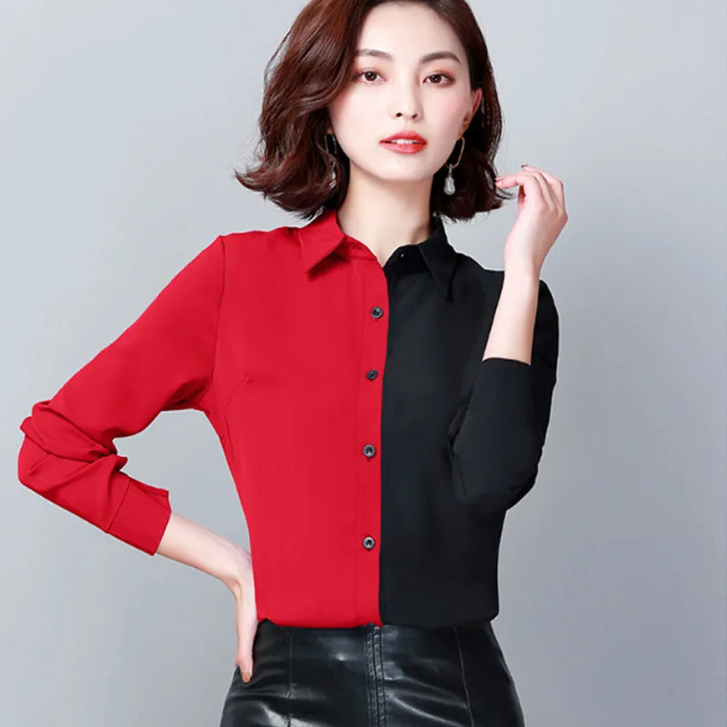  2019 Autumn Fashion Women Shirts Casual Spliced Women Clothing OL Plus Size Long Sleeve Leopard Wom