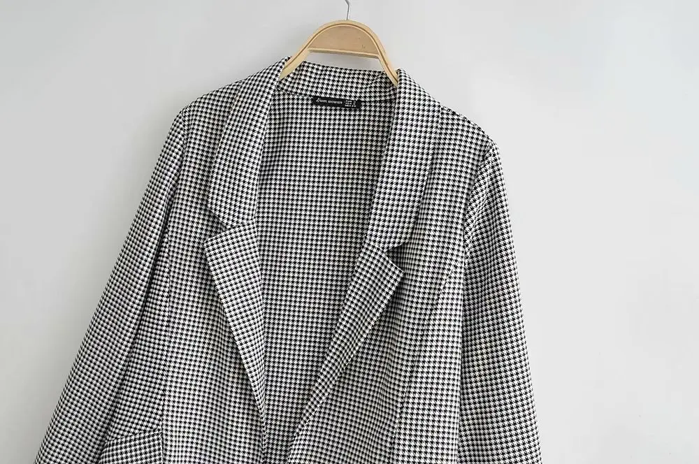 

Europe And America 2019 Autumn New Pattern Retro Small Suit Coat Both Sides Pocket Versatile Tops G7-0502