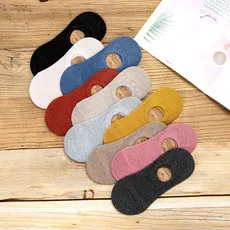 Spring And Summer New Style College Style Stripes WOMEN'S Short Socks Two-Branched Fish Bone Pattern Women’s Boat Socks Pur
