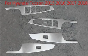 

ABS Chrome Window Lift Switch Interior Door Window Lifter Button Trim For Hyundai Tucson 2015 2016 2017 2018 4pcs / set