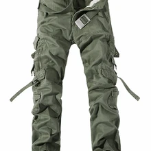 Новые мужские брюки карго армейский зеленый большие карманы украшения мужские s повседневные брюки легко мыть мужские осенние армейские брюки размера плюс 42