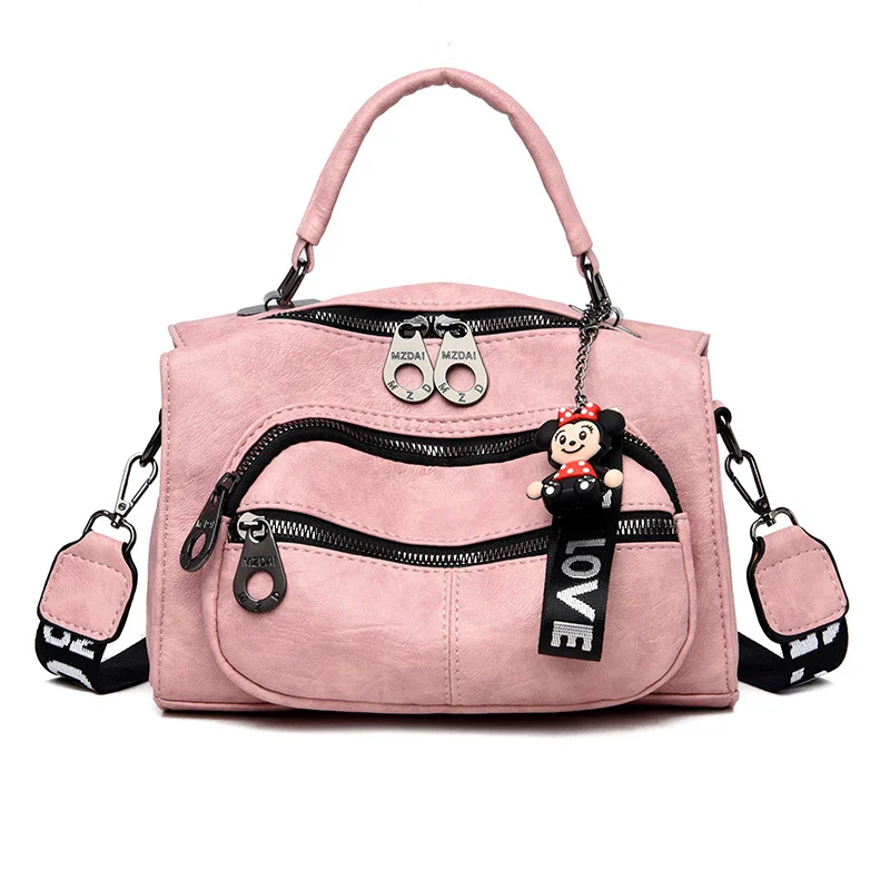 Модная плетеная ткань, сумки через плечо для женщин, роскошные сумки для женщин, дизайнерские мультяшный кулон, женские сумки на плечо, женская сумка - Цвет: Pink-2