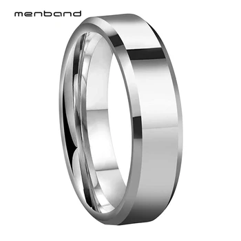 

Shiny Tungsten Ring Classic Wedding Band Women Ring Beveled Polished Finish 6MM Ring Box Available