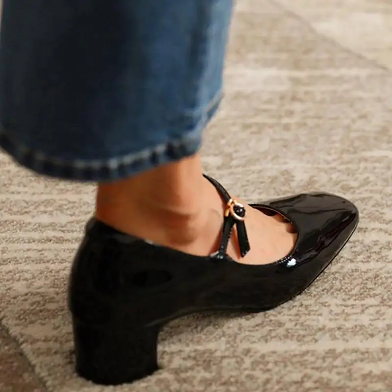 Mary Jane Shoes Fashion Women's Shoes Mary Jane Style Ladies Shoes Low Heel Shallow Mouth Round Toe Solid Color Women's Party