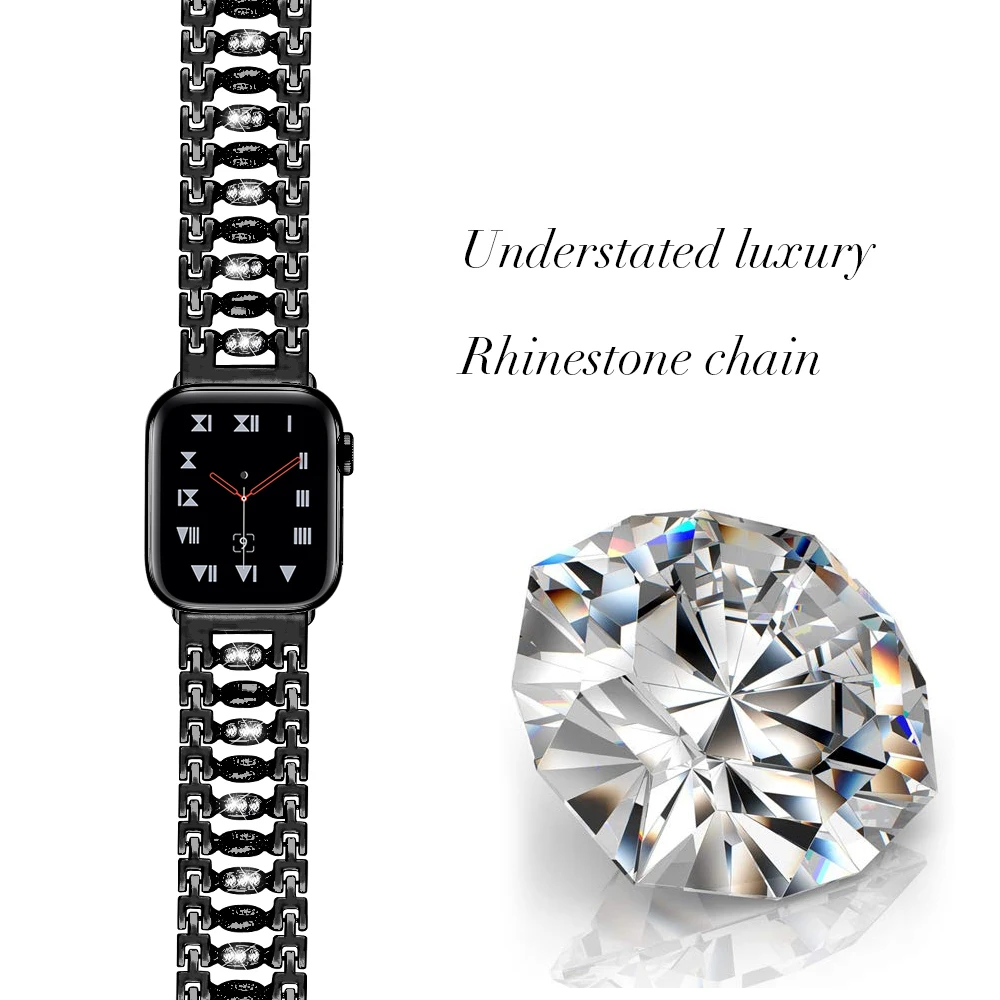 Joyozy браслет из нержавеющей стали для apple watch 38 мм/42 мм браслет с бриллиантами регулируемый ремешок для apple watch 5/4/3/2/1