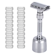 

Adjustable Double Edge Safety Razor Classic Travel Manual Shaving Razor 20 Pieces Double Edge Blade For Mens Wet Shaving