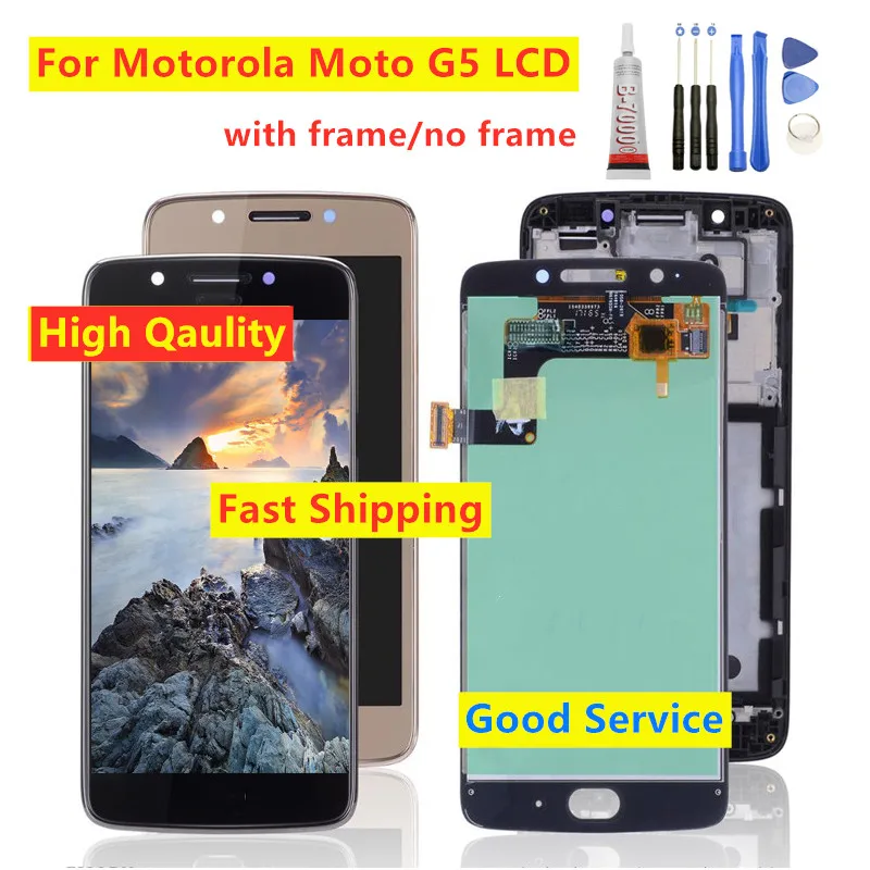 

5.0" NEW Display For Moto G5 XT1676 Display LCD Digitizer Replacement with Frame For Motorola Moto G5 Display LCD Touch Screen