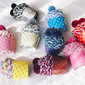 

2 Pair Women Winter Coral Velvet Slipper Socks with Cupcake Packaging Colorful Pompom Fuzzy Plush Hosiery Christmas Gift