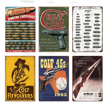 

Guns Vintage Metal Tin Sign Plaque Vintage Retro Signs Wall Decor for Man Cave Bar Decoration Plaque Iron Poster Pub Man Cave