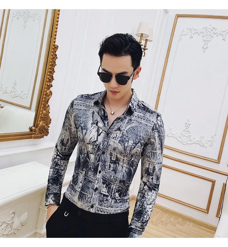 Ropa De Hombre Camisa Social Masculina Manga Longa рубашка с цветочным принтом для мужчин, утепленная, сохраняющая тепло, из плюша, увеличивающая рост, рубашка с длинными рукавами