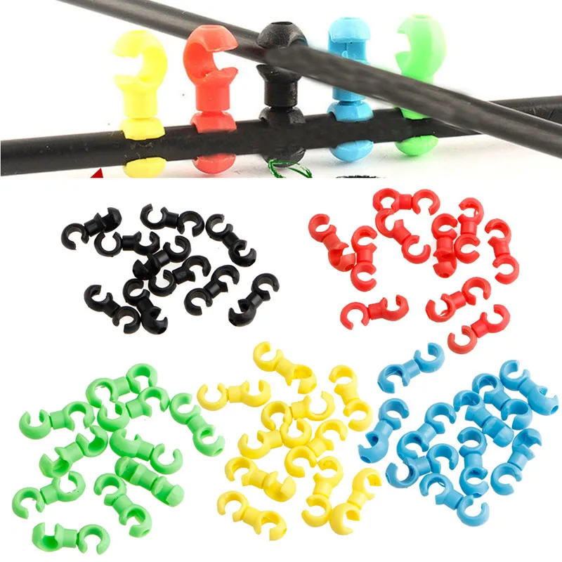 Bike Brake Cable Clips 10Pcs/Set S Buckle Shift Clips Rotatable MTB Brake Line Clip Ring Clasp