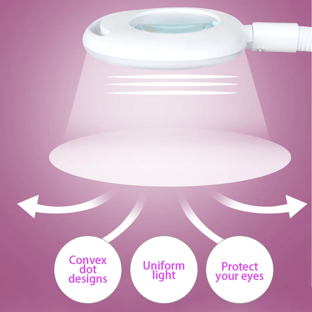 16X LED Tattoo Floor Lamp Beauty Salon Adjustable Nails Salon Skin Care Cold Light Magnifying Glass Shadowless Lamps 200V Suppl