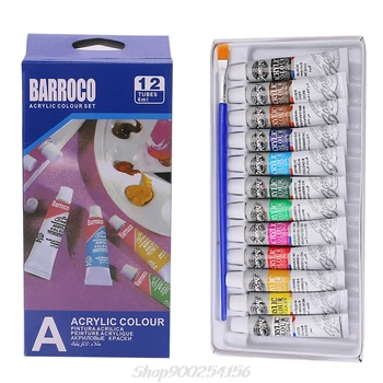 

6 ML 12 Color Professional Acrylic Paint Watercolor Set Hand Wall Painting Brush S19 20 Dropshipping