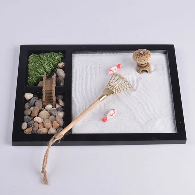 Kit da giardino Zen giapponese per tavolo da ufficio Mini Zen Sand Garden Kit  per meditazione crea un unico giardino Zen calmante - AliExpress