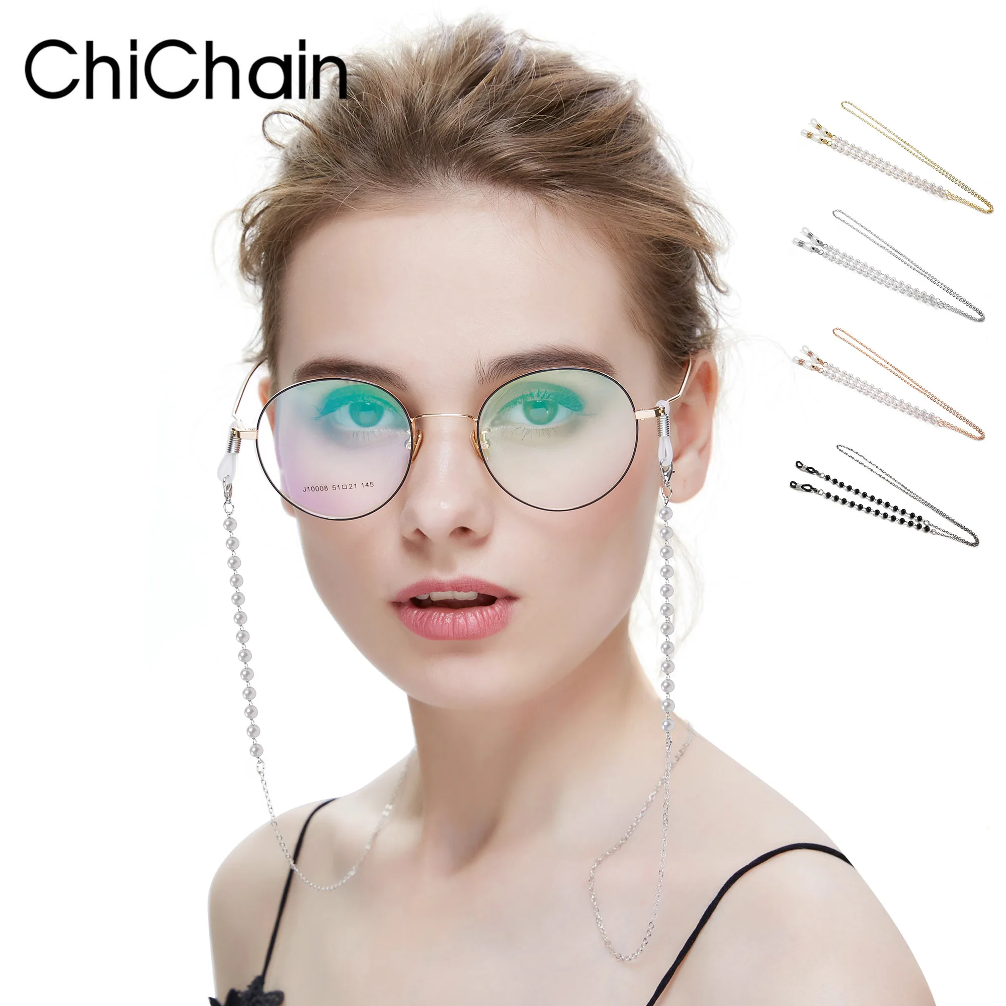 

Chichain Stylish White Pearl Beaded Eyeglasses Chain for Women and Ladies, Chic Handmade Pearl Lanyard Pearl Necklace Cord
