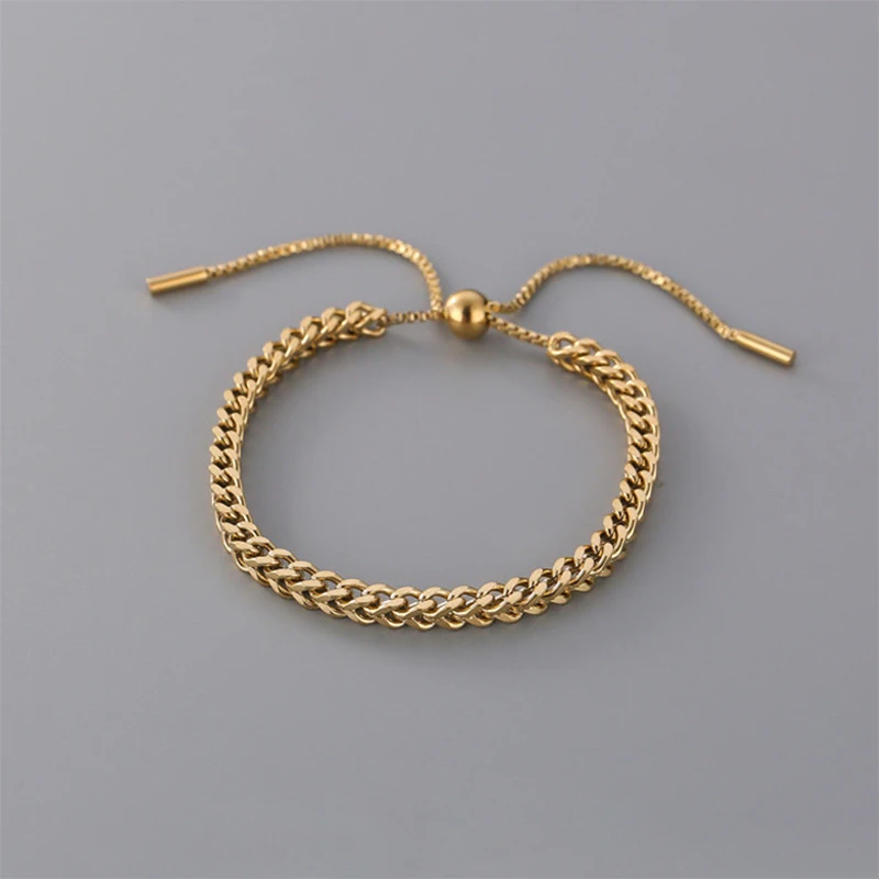 Stainless Steel Bracelet MEYRROYU Gold Color Draw String Trendy Simple For Women Men New Fashion Party Jewelry