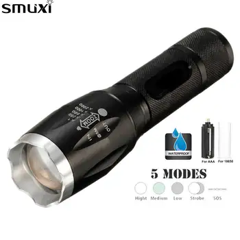 

Elfeland T6 5 Modes 1600lumens Zoomable LED Flashlight 18650/AAA