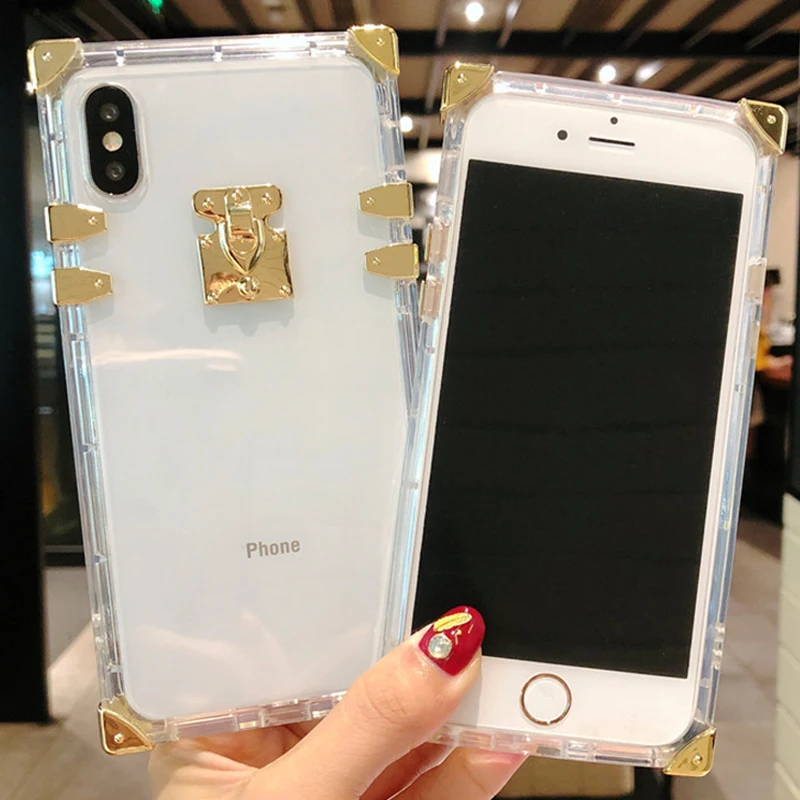 

Luxury Clear Crystal Soft Silicone Cases For iPhone 6 6S Plus 7 8 Plus Phone Case Square TPU For iPhone X XR XS Max 11 Pro Case