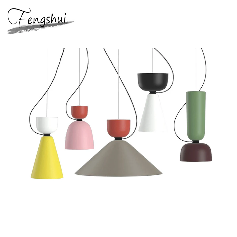 

Modern Colorful Pendant Lights Lighting Denmark Art Macaron Aluminum LED Dinning Room Pendant Lamp Kitchen Fixtures Restaurant
