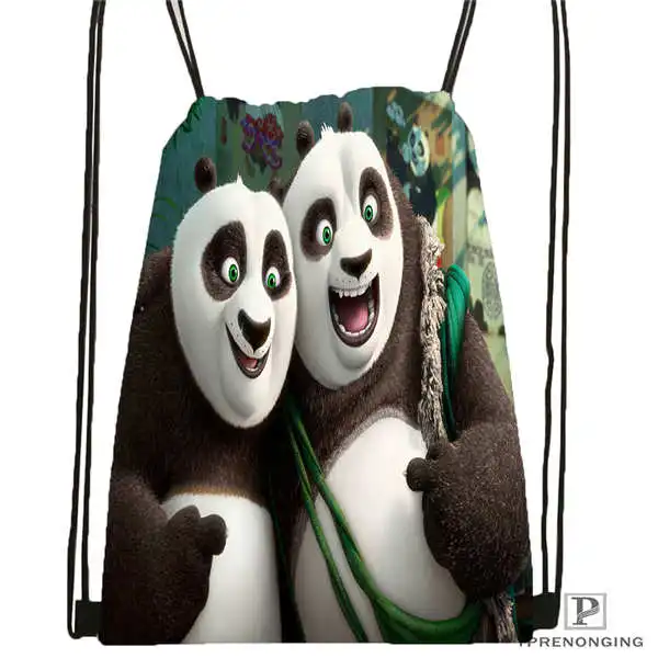 #*Cheap Custom kung fu panda Drawstring Backpack Bag Cute Daypack Kids Satchel (Black Back) 31x40cm#20180611 02 66
