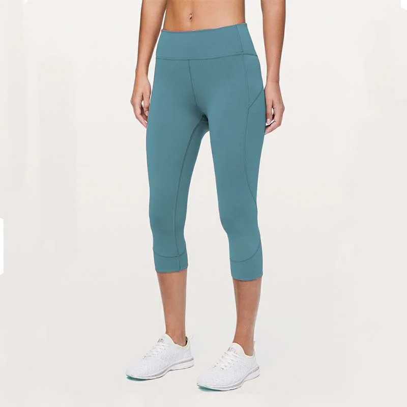 

LULU Celebrity Style Fitness Suit Women's New Style Yoga Leggings Quick-Dry High-waisted Fitness Capri Pants