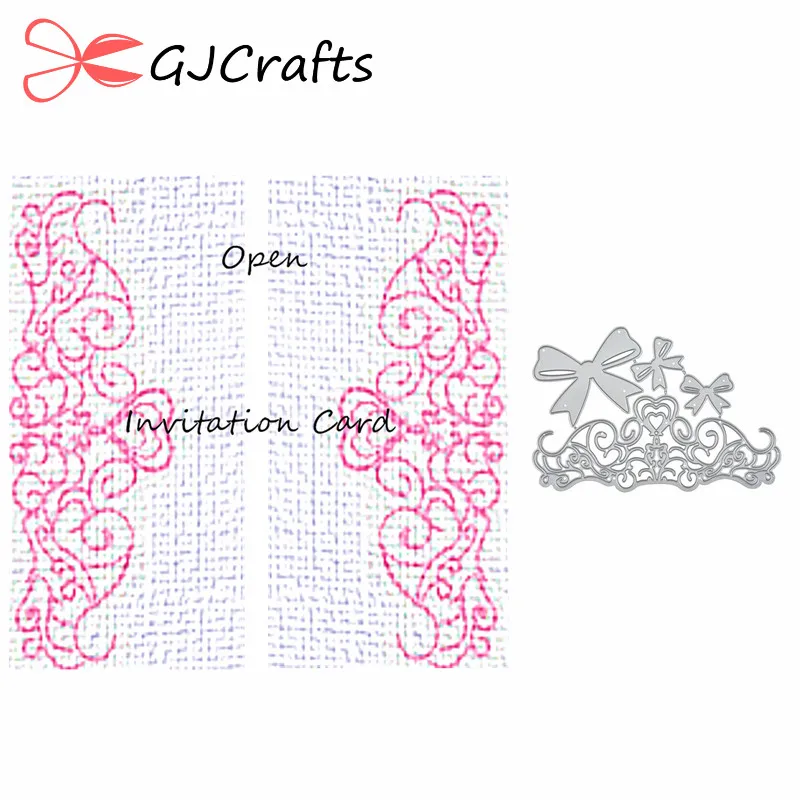 

GJCrafts Lace Edge Crown Dies Metal Cutting Dies with Bow Stencils for Scrapbooking Decoration Embossing Handcraft Bow Die Cut