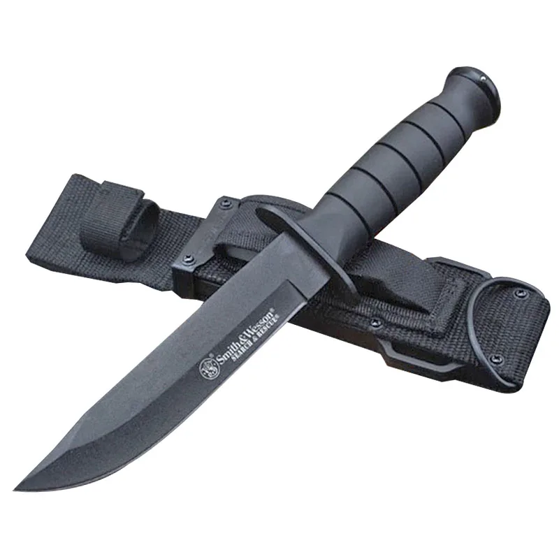 

ToughKeng Black Titanium 7CR13MOV Stainless Steel Fixed Blade Knife TPE Anti-slip Rubber Handle, with Whetstone